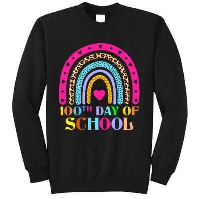 100th Day of School Teacher College 100 Days Smarter Rainbow Tall Sweatshirt