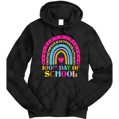 100th Day of School Teacher College 100 Days Smarter Rainbow Tie Dye Hoodie