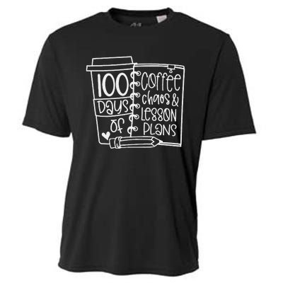 100 Days Of Coffee Chaos Lesson & Plans 100th Day Of School Cooling Performance Crew T-Shirt