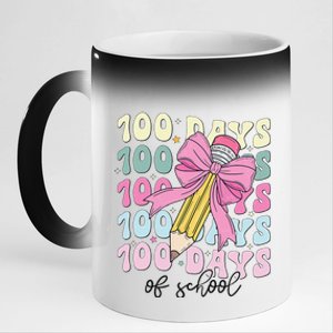 100 Days Of School Girl Coquette Bow 100th Day Of School Gift 11oz Black Color Changing Mug