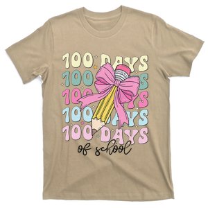 100 Days Of School Girl Coquette Bow 100th Day Of School Gift T-Shirt