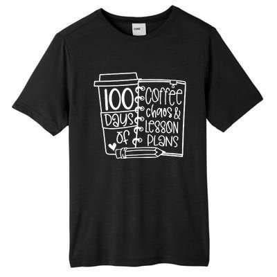 100 Days Of Coffee Chaos And Lesson Plans Tall Fusion ChromaSoft Performance T-Shirt