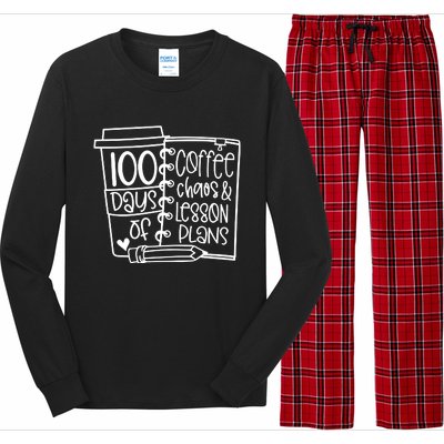 100 Days Of Coffee Chaos And Lesson Plans Long Sleeve Pajama Set