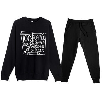 100 Days Of Coffee Chaos And Lesson Plans Premium Crewneck Sweatsuit Set