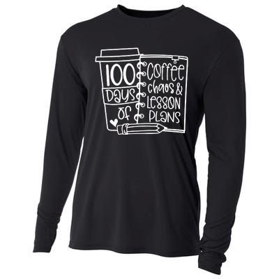 100 Days Of Coffee Chaos And Lesson Plans Cooling Performance Long Sleeve Crew