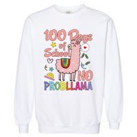 100 Days Of School No Probllama Garment-Dyed Sweatshirt