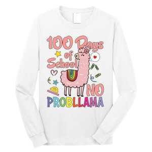 100 Days Of School No Probllama Long Sleeve Shirt