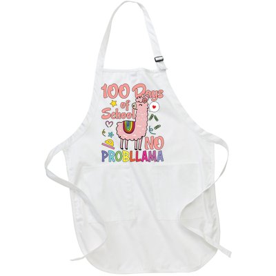 100 Days Of School No Probllama Full-Length Apron With Pockets