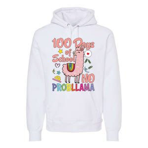 100 Days Of School No Probllama Premium Hoodie