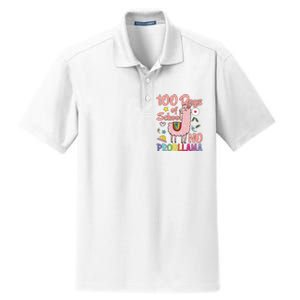 100 Days Of School No Probllama Dry Zone Grid Polo