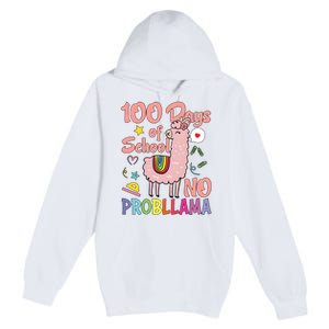 100 Days Of School No Probllama Premium Pullover Hoodie