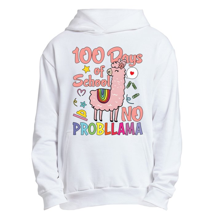 100 Days Of School No Probllama Urban Pullover Hoodie