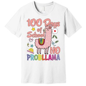 100 Days Of School No Probllama Premium T-Shirt