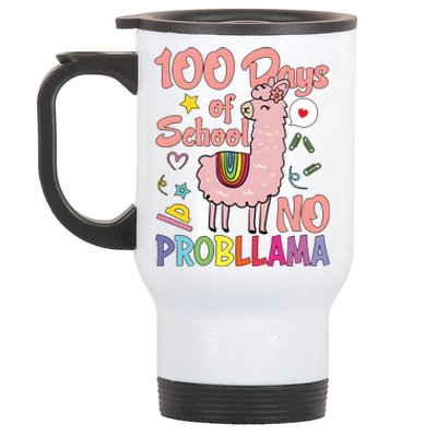 100 Days Of School No Probllama Stainless Steel Travel Mug