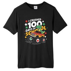 100 Days Of School T Rex Riding Monster Truck For Boy Tall Fusion ChromaSoft Performance T-Shirt