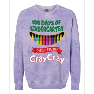 100 Days Of Kindergarten Got Me Feeling Cray Cray Colorblast Crewneck Sweatshirt