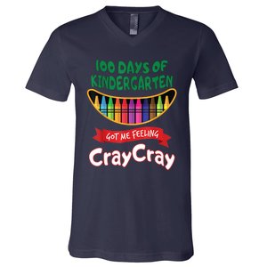 100 Days Of Kindergarten Got Me Feeling Cray Cray V-Neck T-Shirt