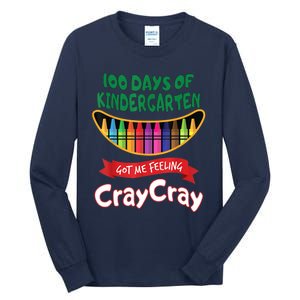 100 Days Of Kindergarten Got Me Feeling Cray Cray Tall Long Sleeve T-Shirt