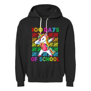 100 Days Of School Unicorn 100 Days Smarter 100th Day Garment-Dyed Fleece Hoodie