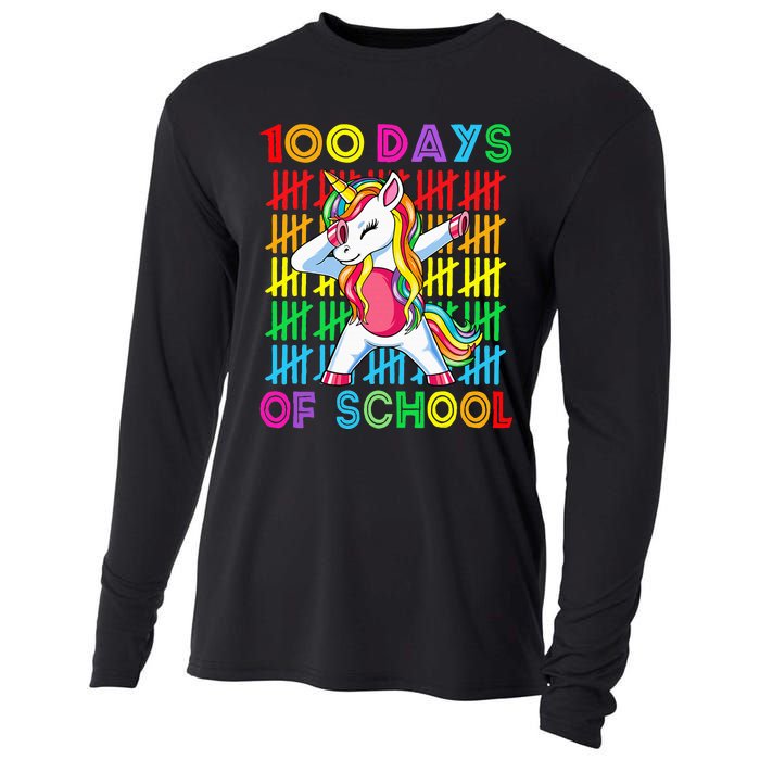 100 Days Of School Unicorn 100 Days Smarter 100th Day Cooling Performance Long Sleeve Crew