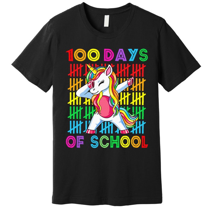 100 Days Of School Unicorn 100 Days Smarter 100th Day Premium T-Shirt