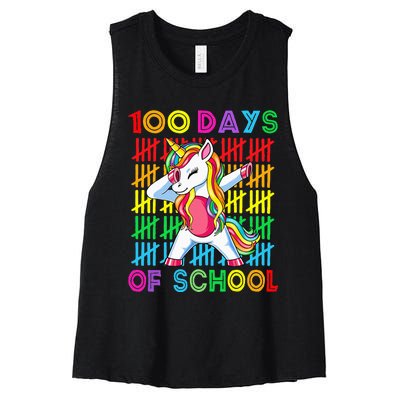 100 Days Of School Unicorn 100 Days Smarter 100th Day Women's Racerback Cropped Tank