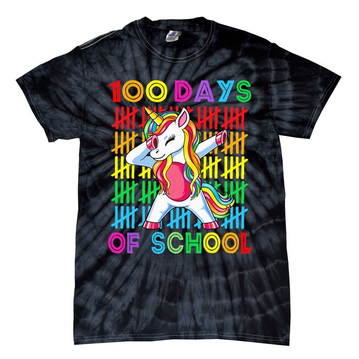 100 Days Of School Unicorn 100 Days Smarter 100th Day Tie-Dye T-Shirt