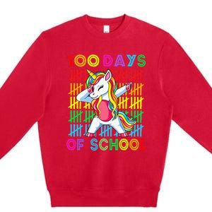 100 Days Of School Unicorn 100 Days Smarter 100th Day Premium Crewneck Sweatshirt