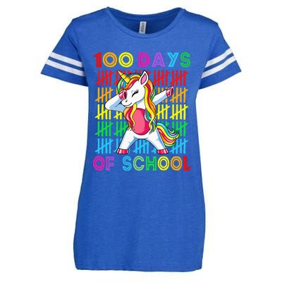 100 Days Of School Unicorn 100 Days Smarter 100th Day Enza Ladies Jersey Football T-Shirt