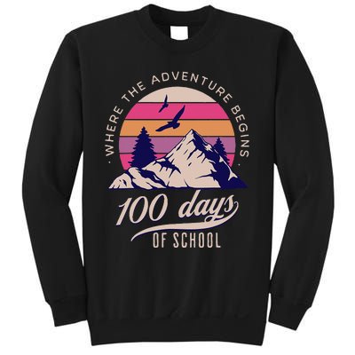 100 Days Of School Retro Outdoor Teacher 100th Day Of School Sweatshirt