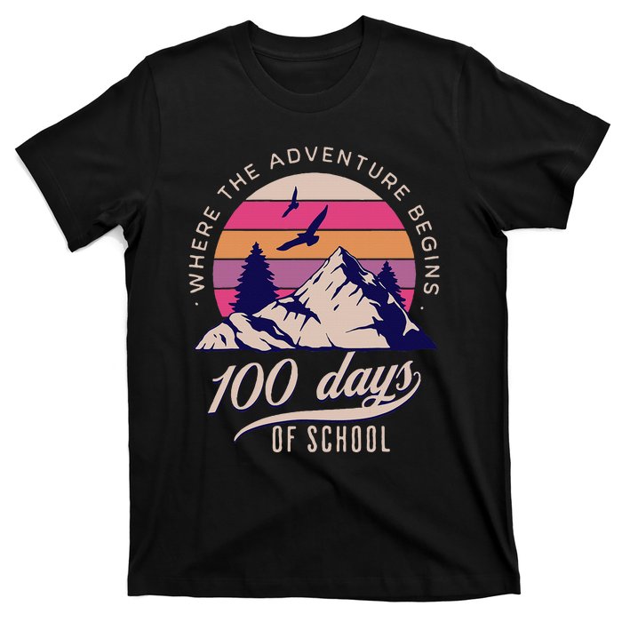 100 Days Of School Retro Outdoor Teacher 100th Day Of School T-Shirt