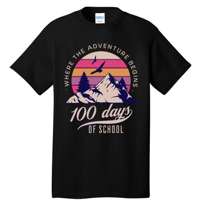 100 Days Of School Retro Outdoor Teacher 100th Day Of School Tall T-Shirt