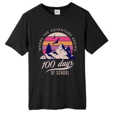 100 Days Of School Retro Outdoor Teacher 100th Day Of School Tall Fusion ChromaSoft Performance T-Shirt