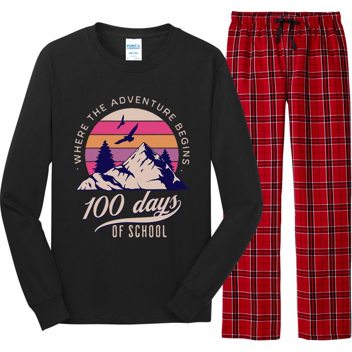 100 Days Of School Retro Outdoor Teacher 100th Day Of School Long Sleeve Pajama Set