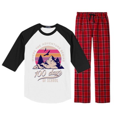 100 Days Of School Retro Outdoor Teacher 100th Day Of School Raglan Sleeve Pajama Set