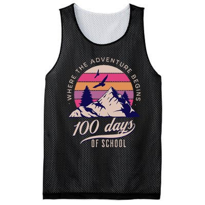 100 Days Of School Retro Outdoor Teacher 100th Day Of School Mesh Reversible Basketball Jersey Tank