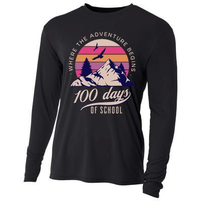 100 Days Of School Retro Outdoor Teacher 100th Day Of School Cooling Performance Long Sleeve Crew