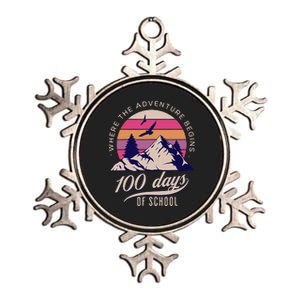 100 Days Of School Retro Outdoor Teacher 100th Day Of School Metallic Star Ornament