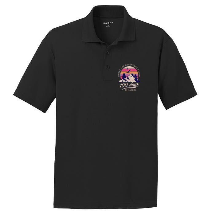 100 Days Of School Retro Outdoor Teacher 100th Day Of School PosiCharge RacerMesh Polo