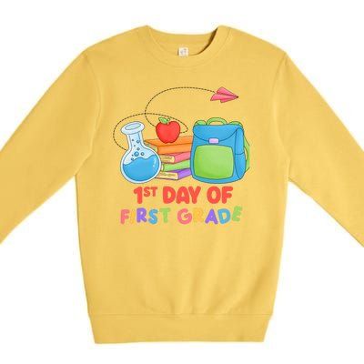 1st Day Of First Grade Cute Back To School Premium Crewneck Sweatshirt