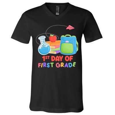1st Day Of First Grade Cute Back To School V-Neck T-Shirt