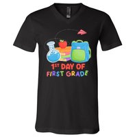 1st Day Of First Grade Cute Back To School V-Neck T-Shirt