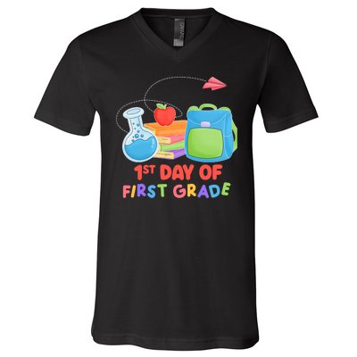 1st Day Of First Grade Cute Back To School V-Neck T-Shirt