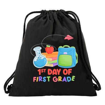 1st Day Of First Grade Cute Back To School Drawstring Bag