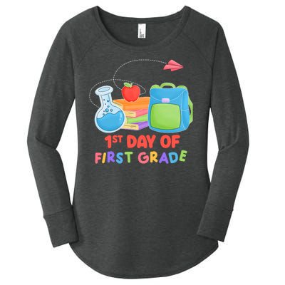 1st Day Of First Grade Cute Back To School Women's Perfect Tri Tunic Long Sleeve Shirt