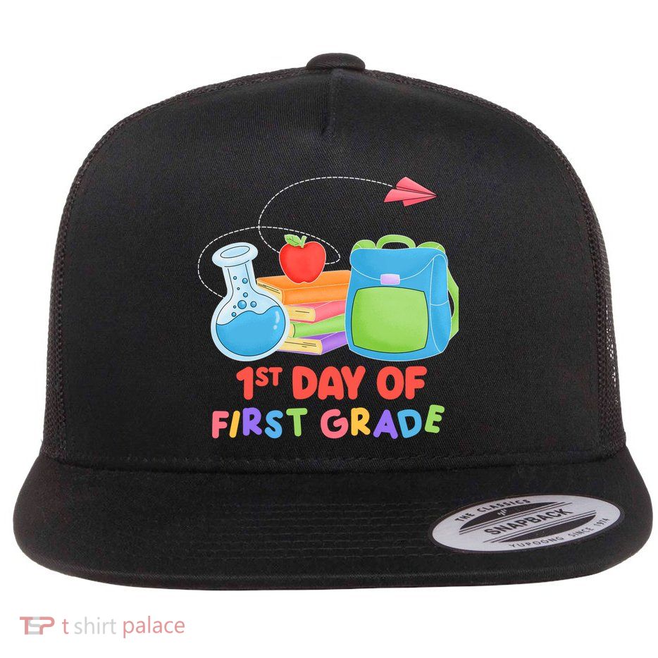 1st Day Of First Grade Cute Back To School Flatbill Hat
