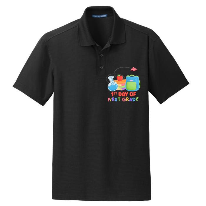 1st Day Of First Grade Cute Back To School Dry Zone Grid Polo