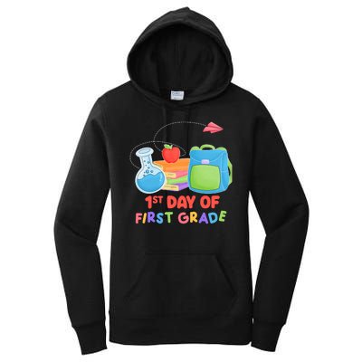 1st Day Of First Grade Cute Back To School Women's Pullover Hoodie