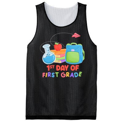 1st Day Of First Grade Cute Back To School Mesh Reversible Basketball Jersey Tank