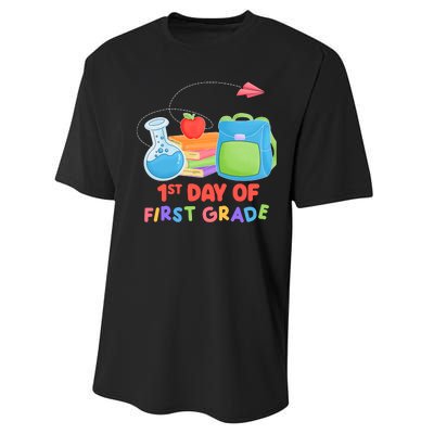 1st Day Of First Grade Cute Back To School Performance Sprint T-Shirt